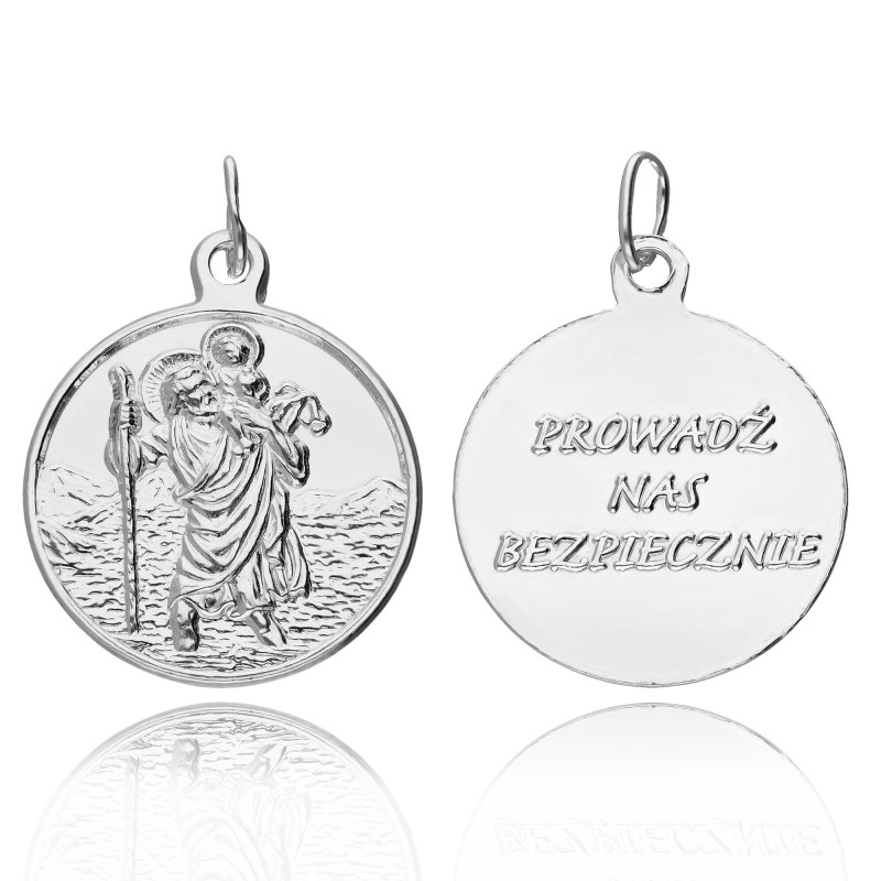 SREBRNY MEDALIK ŚWIĘTY KRZYSZTOF DWUSTRONNY