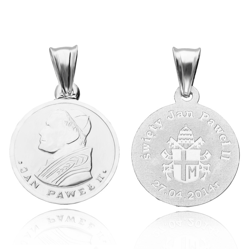 SREBRNY MEDALIK PAPIEŻ JAN PAWEŁ II DIAMENTOWANY