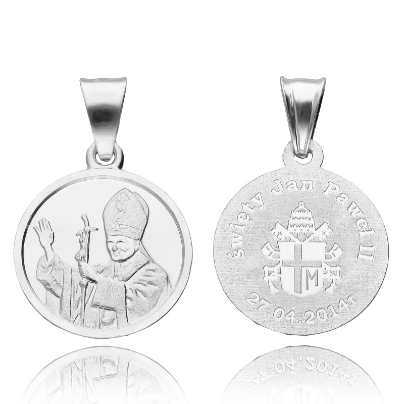 SREBRNY MEDALIK PAPIEŻ JAN PAWEŁ II DIAMENTOWANY