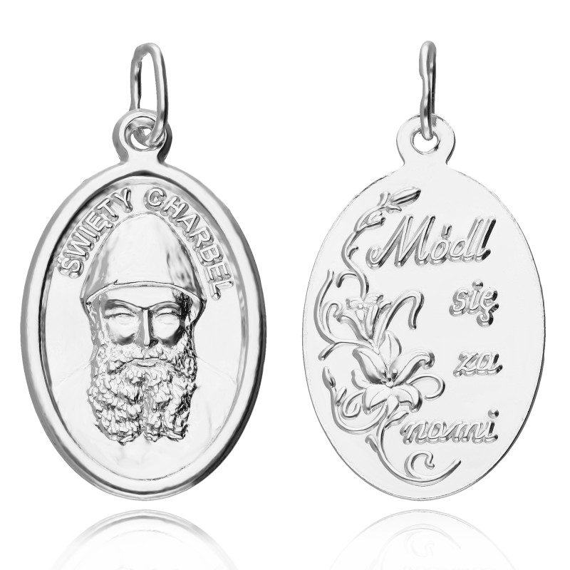 SREBRNY MEDALIK ŚWIĘTY CHARBEL DWUSTRONNY
