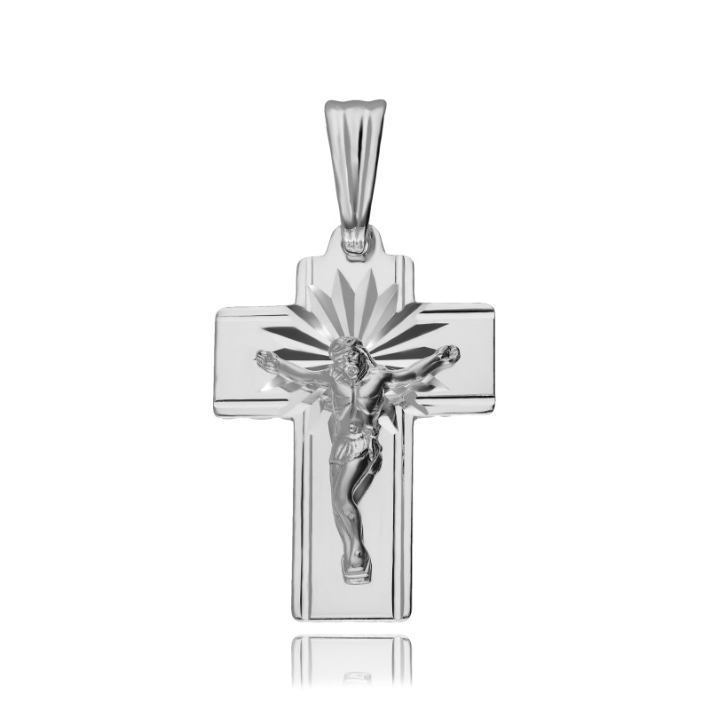 SREBRNY KRZYŻ KRZYŻYK Z JEZUSEM CHRYSTUSEM DIAMENTOWANY