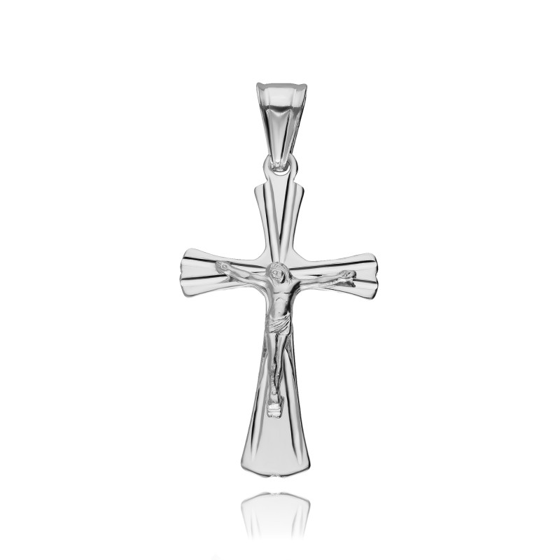 SREBRNY KRZYŻ KRZYŻYK Z JEZUSEM CHRYSTUSEM DIAMENTOWANY