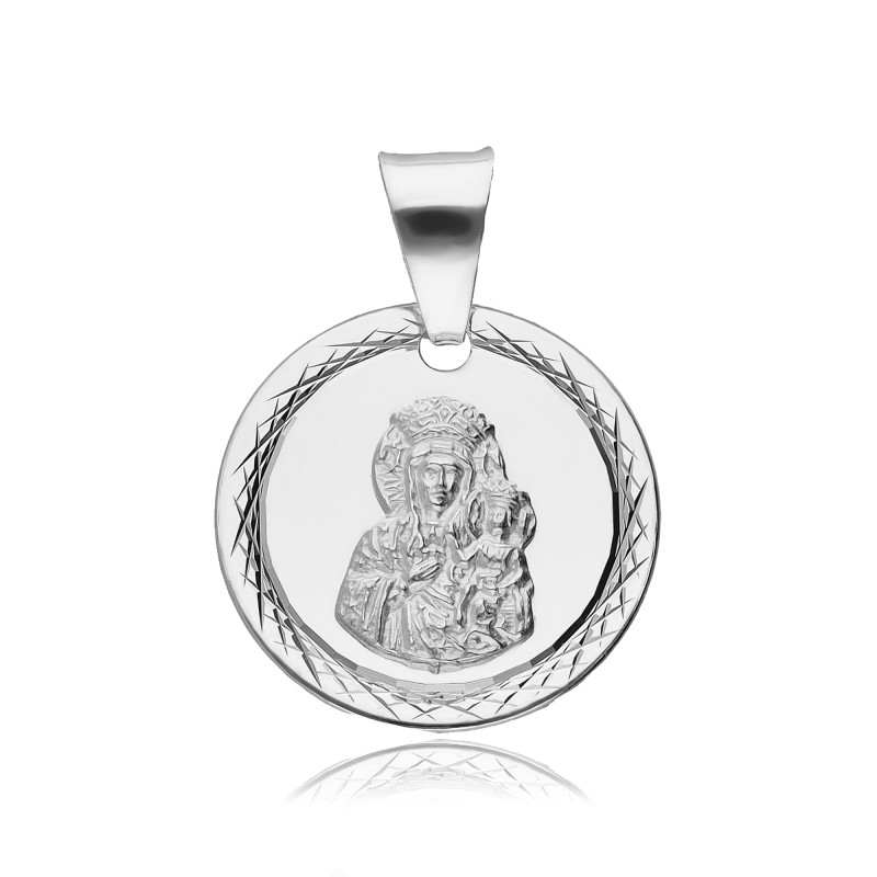 SREBRNY MEDALIK MATKA BOSKA CZĘSTOCHOWSKA DIAMENTOWANY