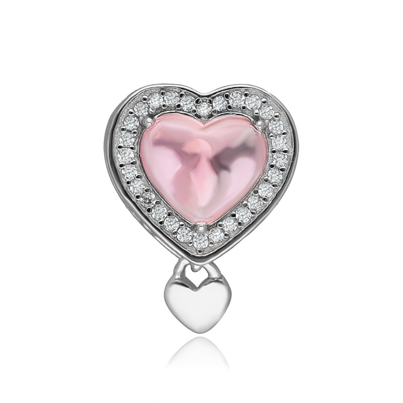 SREBRNA ZAWIESZKA BEADS CHARMS SERCE SERDUSZKO DLA MAMY