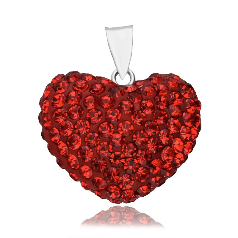 SREBRNA ZAWIESZKA CZERWONE SERDUSZKO SWAROVSKI ELEMENTS 20