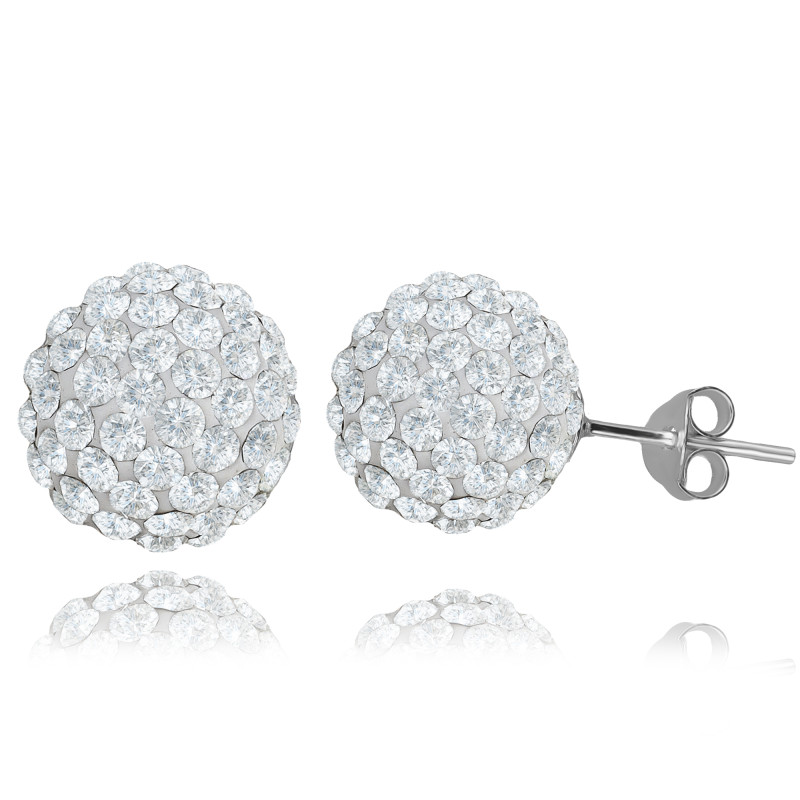 SREBRNE KOLCZYKI KULKI SWAROVSKI ELEMENTS 12