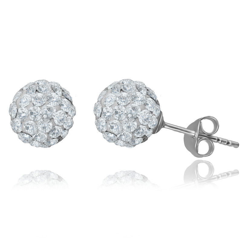 SREBRNE KOLCZYKI KULKI SWAROVSKI ELEMENTS 9mm