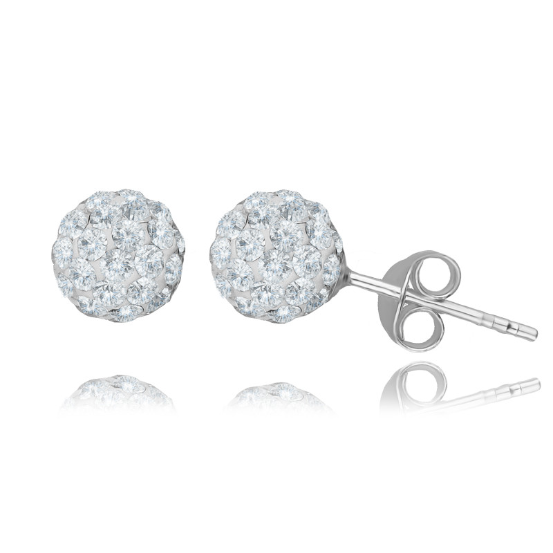 SREBRNE KOLCZYKI KULKI SWAROVSKI ELEMENTS 7 mm