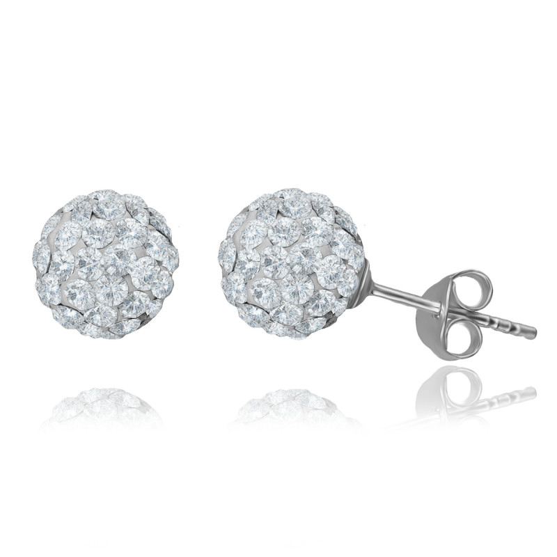 SREBRNE KOLCZYKI KULKI SWAROVSKI ELEMENTS 8 mm