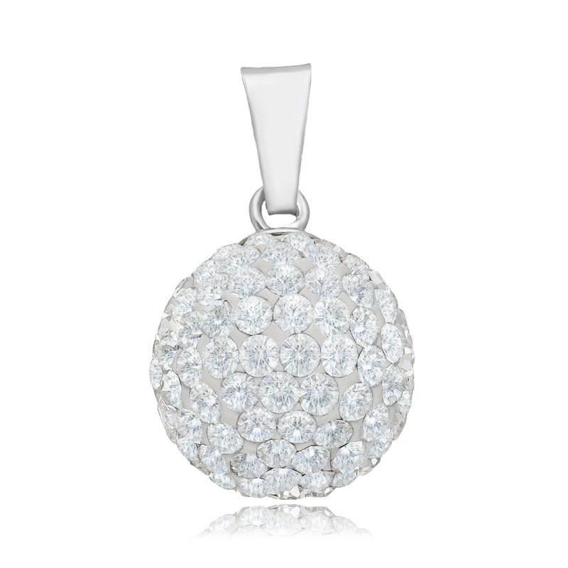 ZAWIESZKA SREBRNA KULKA SWAROVSKI ELEMENTS 14