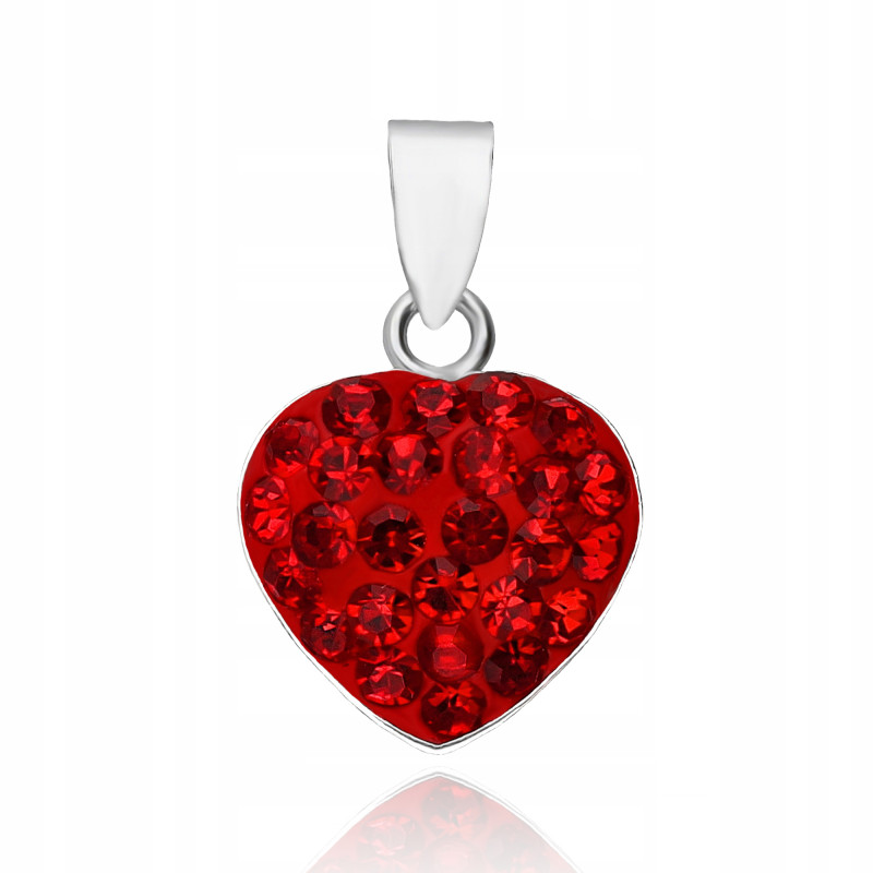 SREBRNA ZAWIESZKA CZERWONE SERDUSZKO PŁASKIE SWAROVSKI ELEMENTS 12