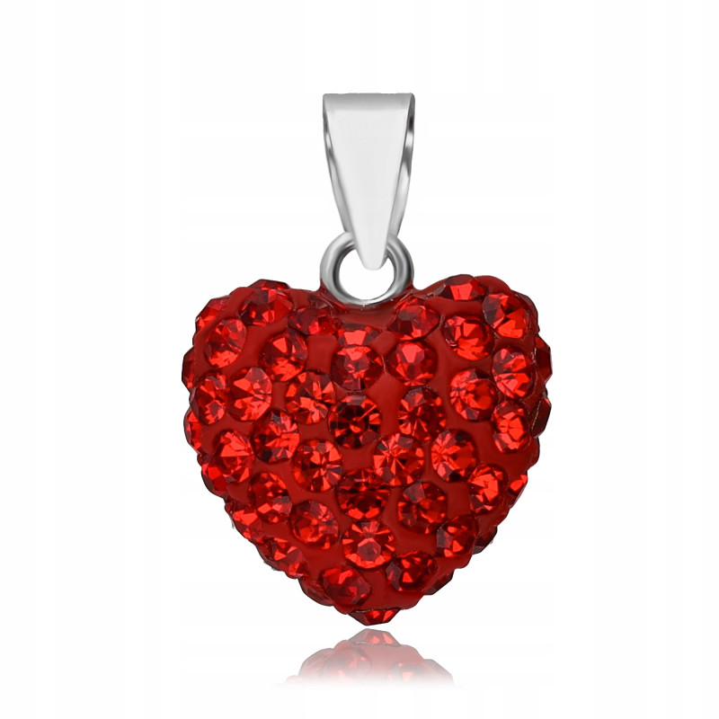 SREBRNA ZAWIESZKA CZERWONE SERDUSZKO SWAROVSKI ELEMENTS 12