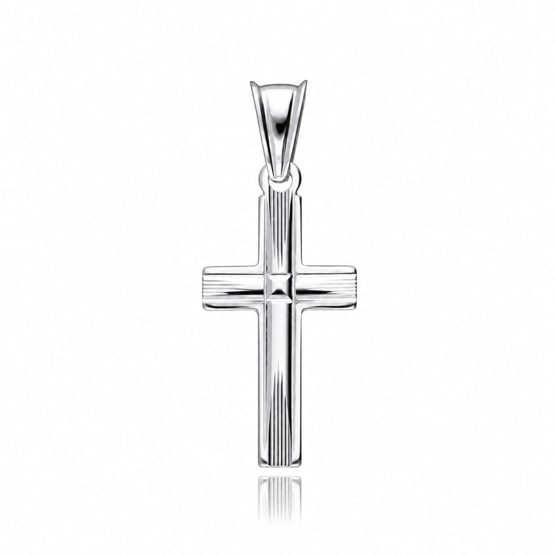SREBRNY MAŁY KRZYŻ KRZYŻYK DIAMENTOWANY