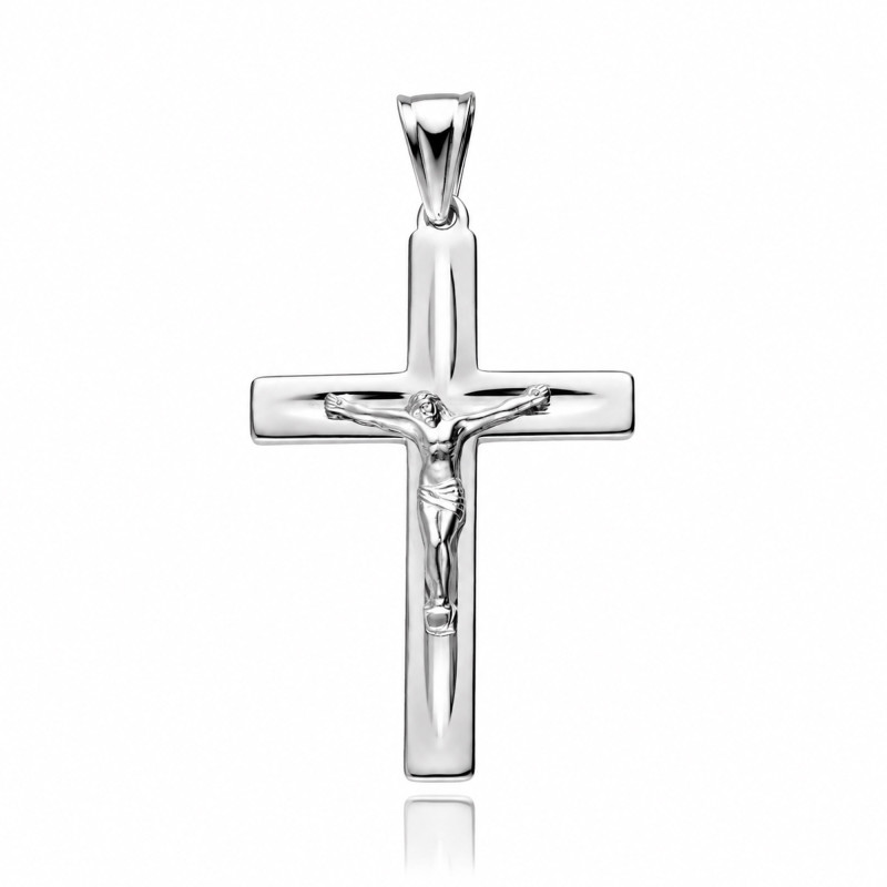 SREBRNY KRZYŻ KRZYŻYK Z JEZUSEM CHRYSTUSEM DIAMENTOWANY