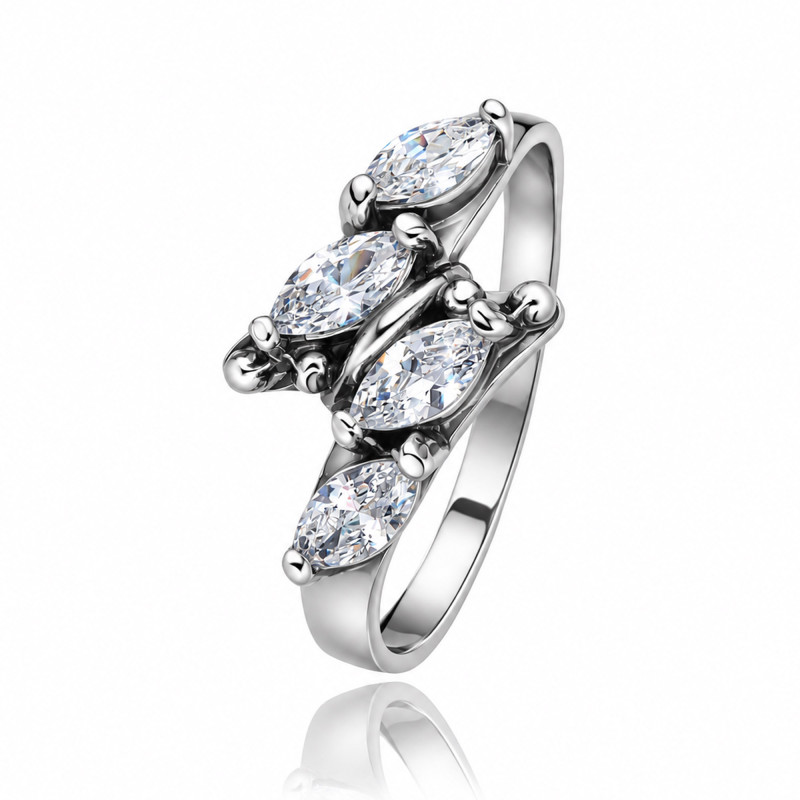 SREBRNY PIERŚCIONEK OKSYDOWANY Z CYRKONIAMI